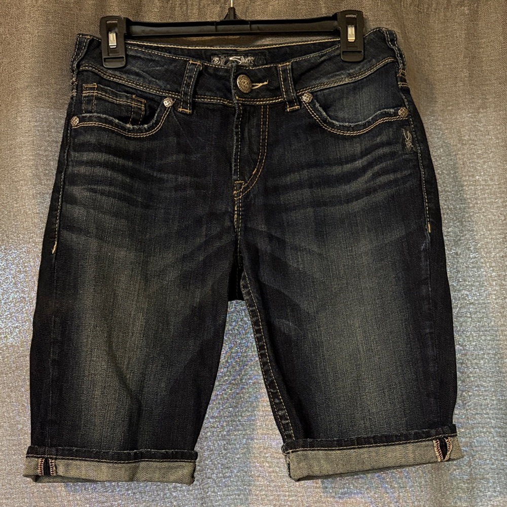 Silver Brand Dark Denim Cuffed Shorts